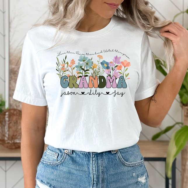 Personalised Wildflowers Grandma T-Shirt (Creator Uploaded)