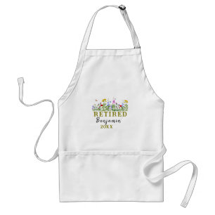 Personalised Wildflowers Retirement, Floral Retire Standard Apron