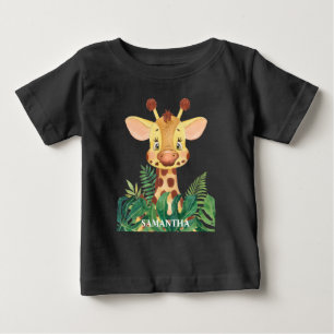 Personalised Wildlife Giraffe Baby  Baby  T-Shirt