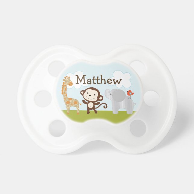Personalised Wildlife Jungle Animals 2 Pacifier (Front)
