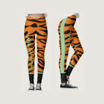Personalised Wildlife l Brown black Animal pattern Leggings<br><div class="desc">Graphic artwork of animal pattern and colour matching,  brown,  black and mint green.</div>