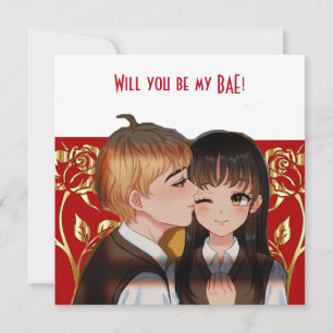 Personalised Will You Be My BAE Rustic Roses Card