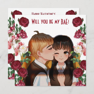 Personalised Will You Be My BAE Rustic Roses Card