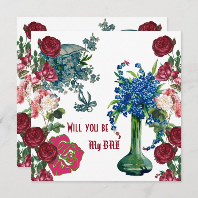 Personalised Will You Be My BAE Rustic Roses Vase  (Front/Back)