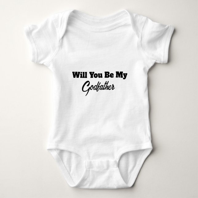 Personalised will you be my godfather baby bodysuit (Front)
