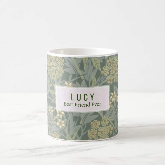 Personalised William Morris Jasmine Dotted Journal Coffee Mug (Center)