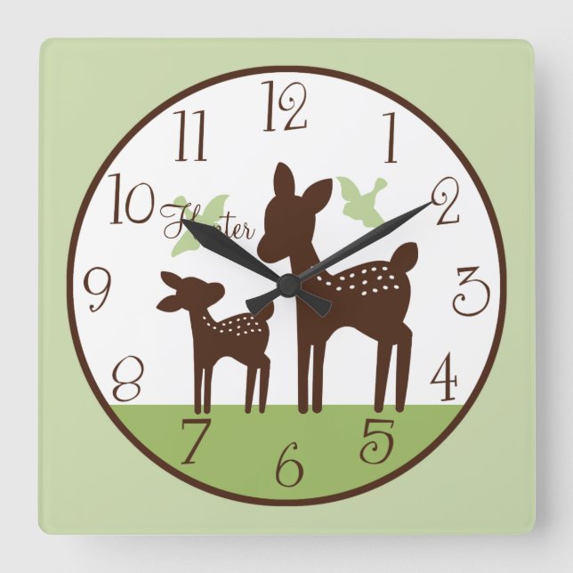 Personalised Willow Deer Mum and Baby Clock (Front)