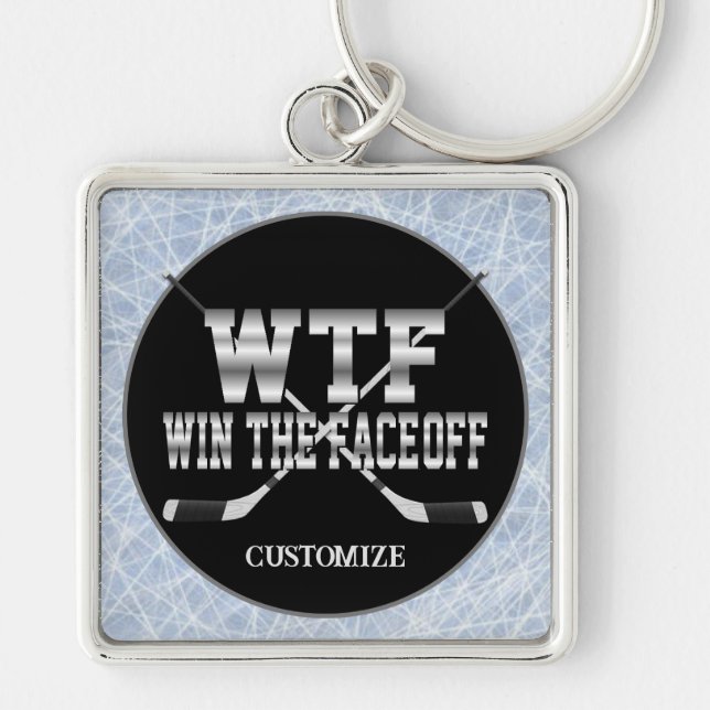 Personalised Win The Face-Off Key Ring (Front)