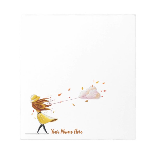 Personalised Windy Girl w/ Cloud Notepad (Front)