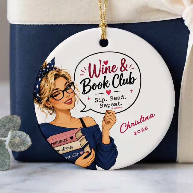 Personalised Wine Book Club Ornament Gift (Creator Uploaded)