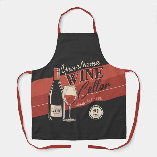 Personalised Wine Cellar Bottle Tasting Room Bar  Apron (Front)