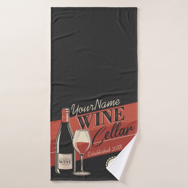 Personalised Wine Cellar Bottle Tasting Room Bar Bath Towel Set (Bath Towel)