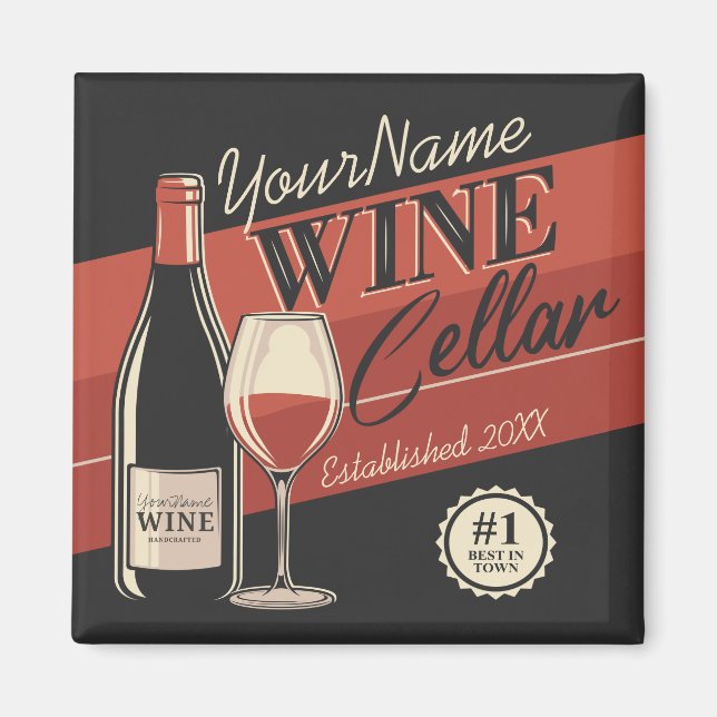 Personalised Wine Cellar Bottle Tasting Room Bar Magnet (Front)