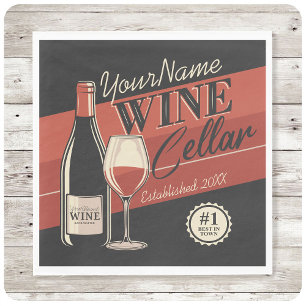 Personalised Wine Cellar Bottle Tasting Room Bar Napkin