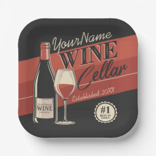 Personalised Wine Cellar Bottle Tasting Room Bar  Paper Plate