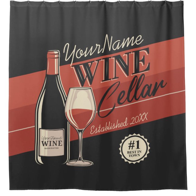 Personalised Wine Cellar Bottle Tasting Room Bar   Shower Curtain (Front)