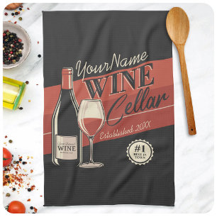 Personalised Wine Cellar Bottle Tasting Room Bar Tea Towel