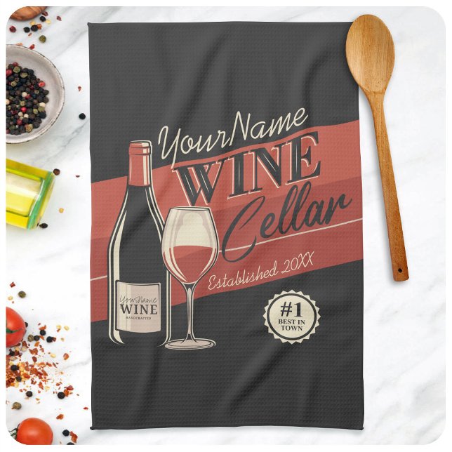 Personalised Wine Cellar Bottle Tasting Room Bar Tea Towel (Creator Uploaded)