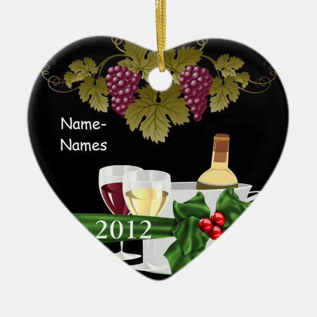 Personalised WINE LOVERS 2012  Holiday ORNAMENT (Front)