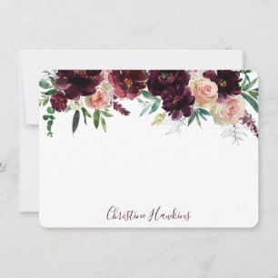 Personalised Wine Red Modern Watercolor Floral Card