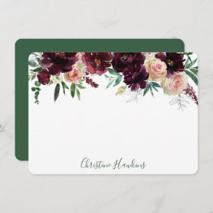 Personalised Wine Red Modern Watercolor Floral Not Card