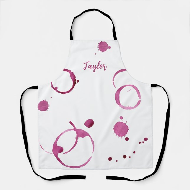 Personalised Wine Rings, Stains, Vintner, Red Apron (Front)