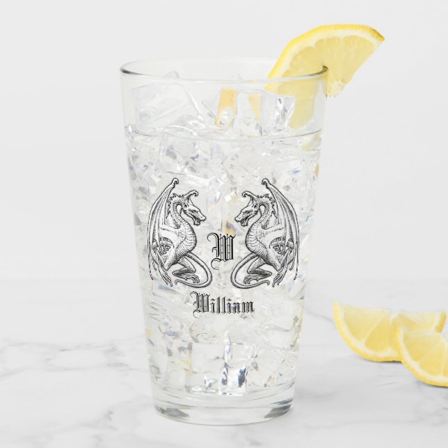 Personalised Winged Dragons Glass (Back Ice)