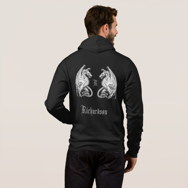 Personalised Winged Dragons  Hoodie (Back Full)