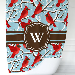 Personalised Winter Cardinal  Shower Curtain