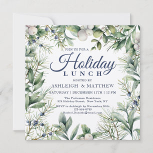 Personalised Winter Floral Christmas Luncheon Invitation
