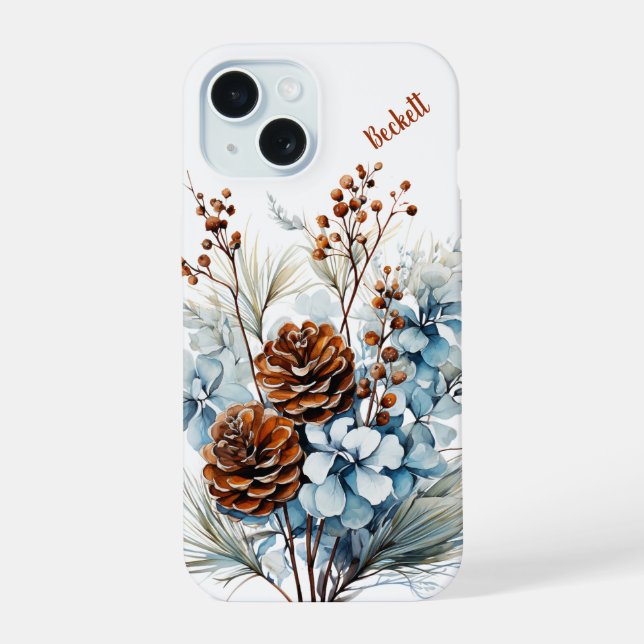 Personalised Winter Floral Phone Case (Back)