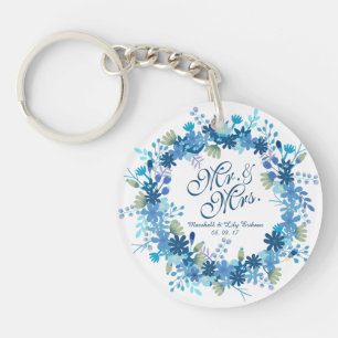 Personalised Winter Floral Wedding Keychain