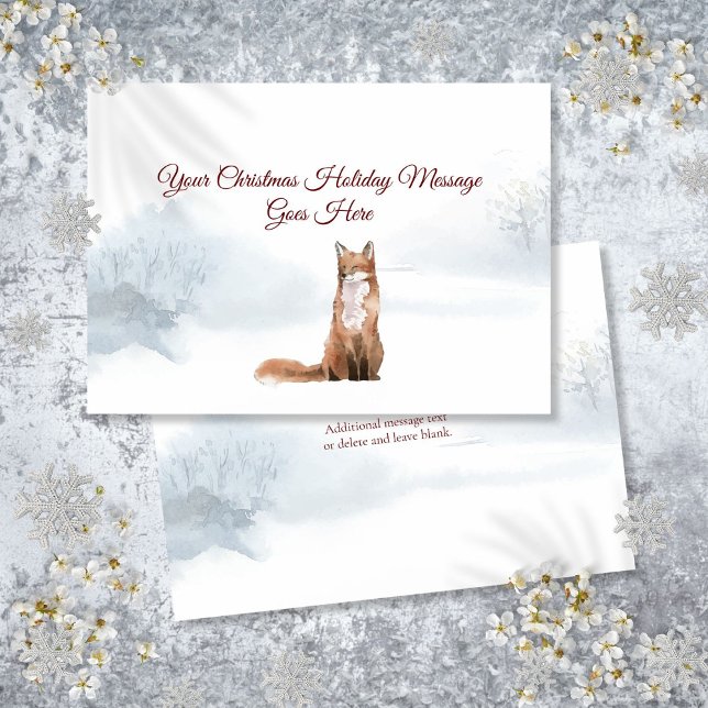 Personalised Winter Fox Elegant Script Christmas Holiday Card (Personalized Winter Fox Elegant Script Christmas Holiday Card)
