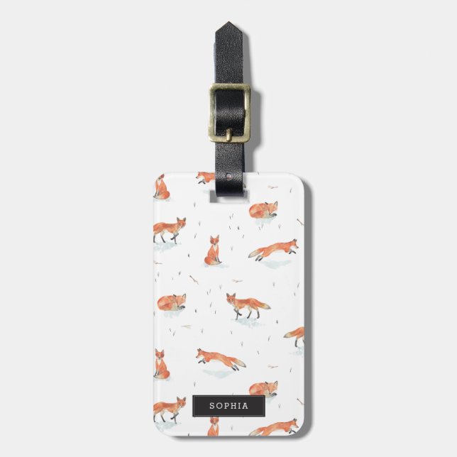 Personalised | Winter Fox Luggage Tag (Front Vertical)