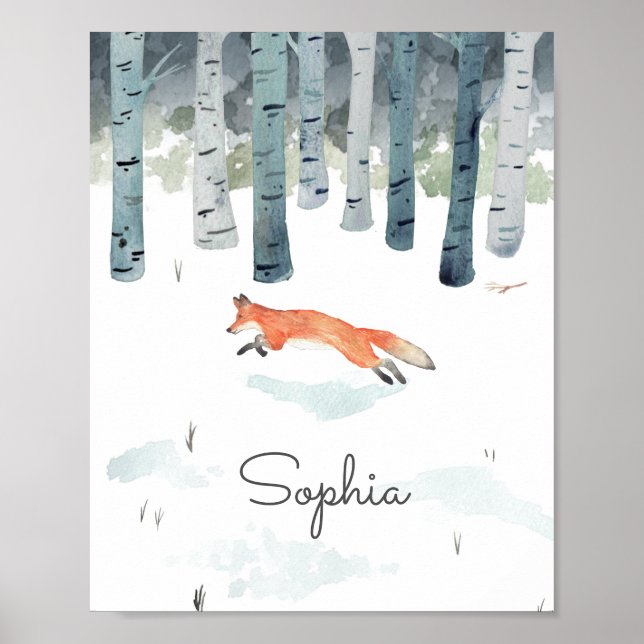 Personalised Winter Fox Poster (Front)