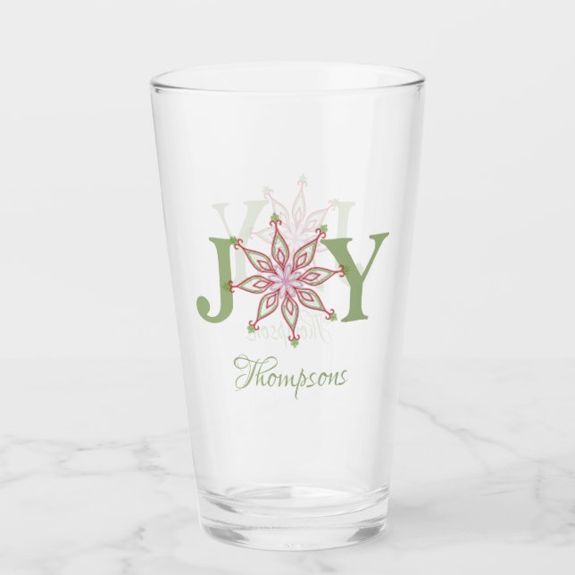 Personalised Winter Holiday Cute Custom Christmas Glass (Front)