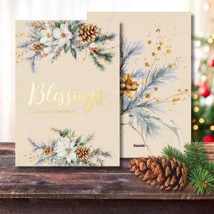 Personalised Winter Magnolia and Pinecone Blessing