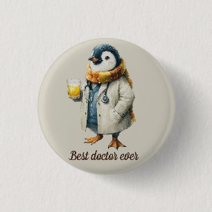 Personalised Winter Penguin “Best Doctor Ever” 3 Cm Round Badge
