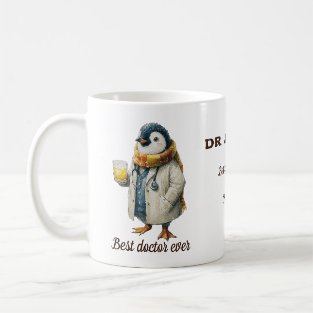 Personalised Winter Penguin “Best Doctor Ever” Coffee Mug (Left)