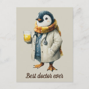 Personalised Winter Penguin “Best Doctor Ever” Postcard