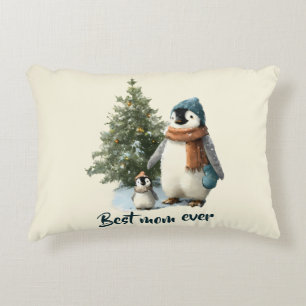 Personalised Winter Penguin “Best Mum Ever” Decorative Cushion