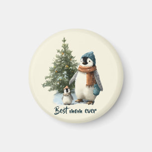 Personalised Winter Penguin “Best Mum Ever” Magnet