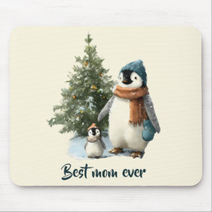 Personalised Winter Penguin “Best Mum Ever” Mouse Pad
