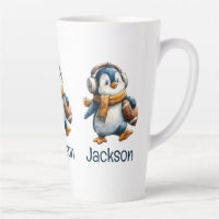 Personalised Winter Penguin Football Kid