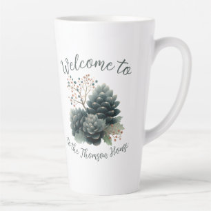 Personalised Winter Pinecone Family Design Latte Mug