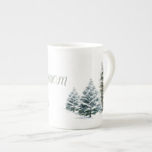 Personalised Winter Scene Bone China Mug