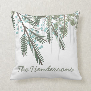 Personalised Winter Wonderland Pine Bough Cushion