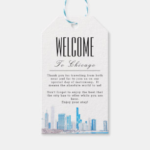 Personalised Wintery Chicago Skyline Welcome Gift Tags