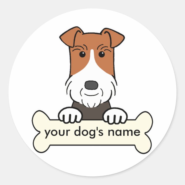 Personalised Wire Fox Terrier Classic Round Sticker (Front)