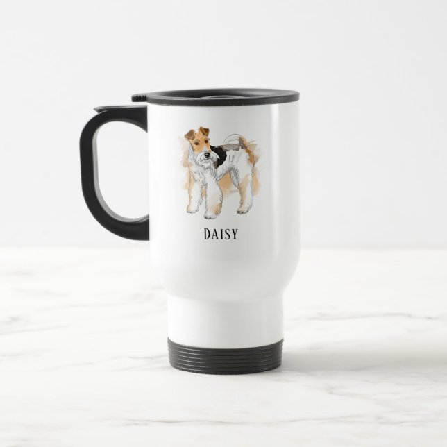 Personalised Wire Fox Terrier Photo Travel Mug (Left)
